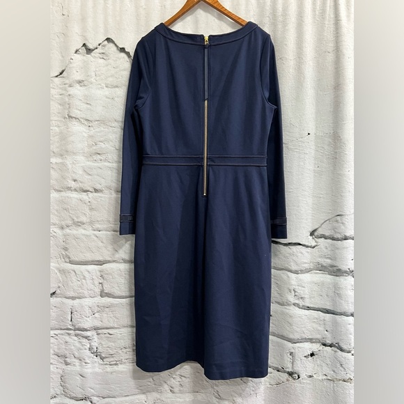 Boden Gisele Navy Blue Ponte Velvet Embellished Sheath Dress Red Classic Capsule - Picture 5 of 8